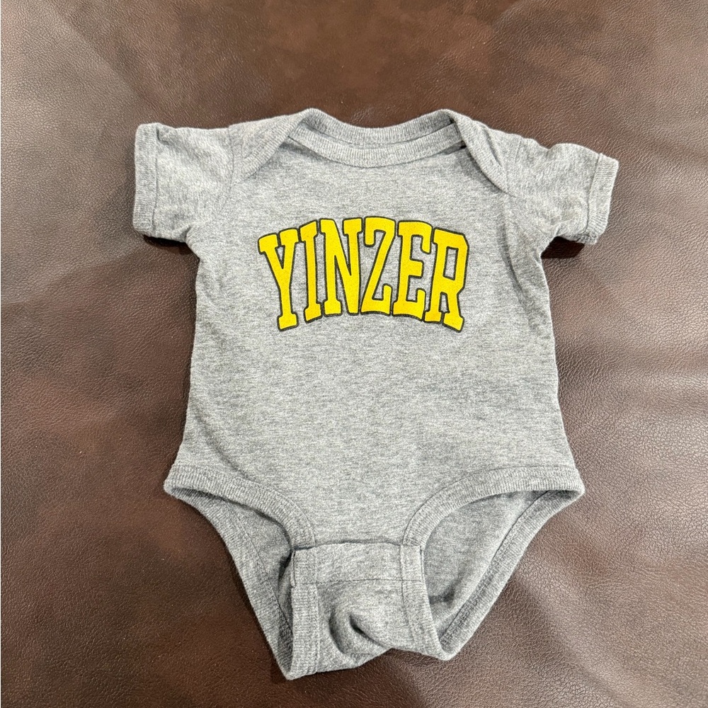 Gray and Yellow 'Yinzer' Kids Bodysuit